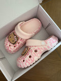 Hello Kitty Leopard Print Platform Clogs Slip Summer Sandals