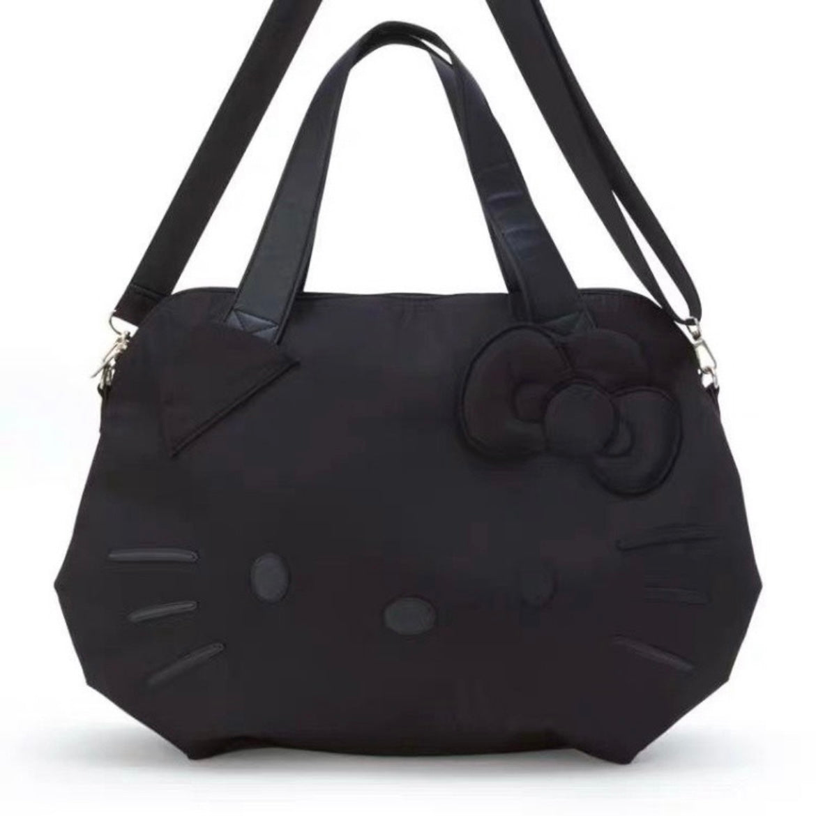 KT Black Large Travel Tote Bag Waterproof Expandable Duffel Gym Tote Bag Weekender Carry On Overnight Bags for Women
