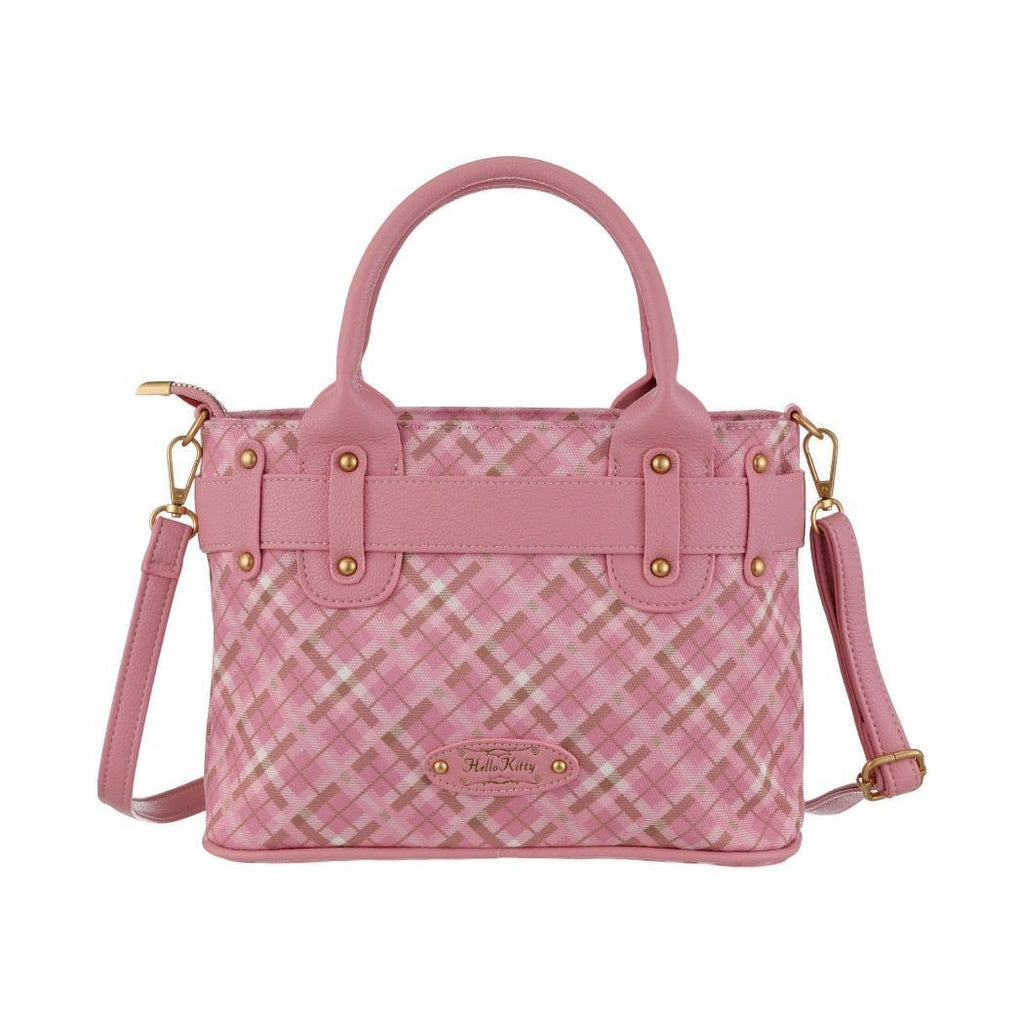 Hellokitty Embroidered Plaid Tote Bag Handbag