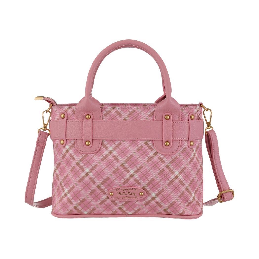 Hellokitty Embroidered Plaid Tote Bag Handbag