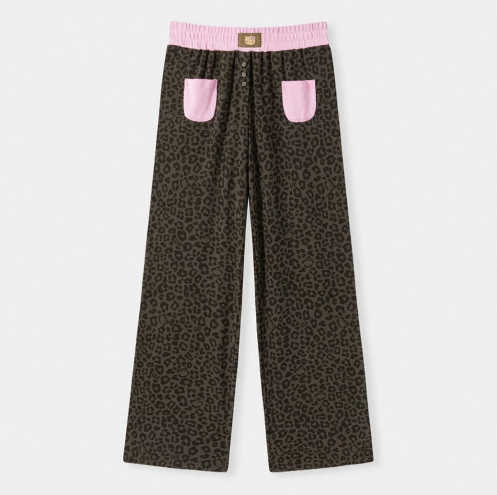 Hellokitty Leopard Print Cotton Cute Short&Long Pajama Set 2 Piece Sleepwear
