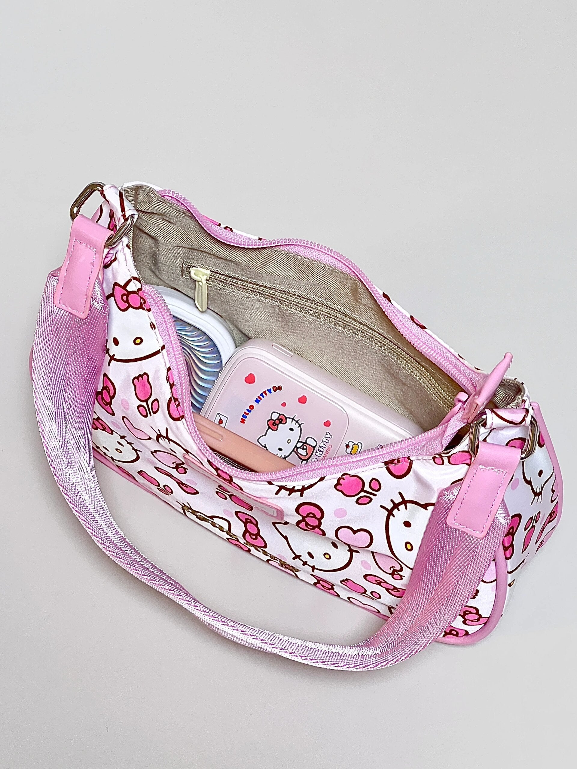 Sanrio Hobo Bag for Women Nylon Shoulder Crossbody Bags Y2K Small Clutch Totes Handbag Evening Armpit Top Handle Purse（gift box packaging）