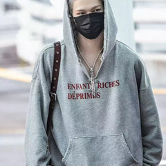 Enfants Riches Déprimés Vintage Torn Pin Decoration Unisex Retro Distressed Loose Hooded Sweatshirt
