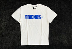 Vlone Life Blue Label Big V Print Loose BF Style Unisex Couple Summer T-Shirt