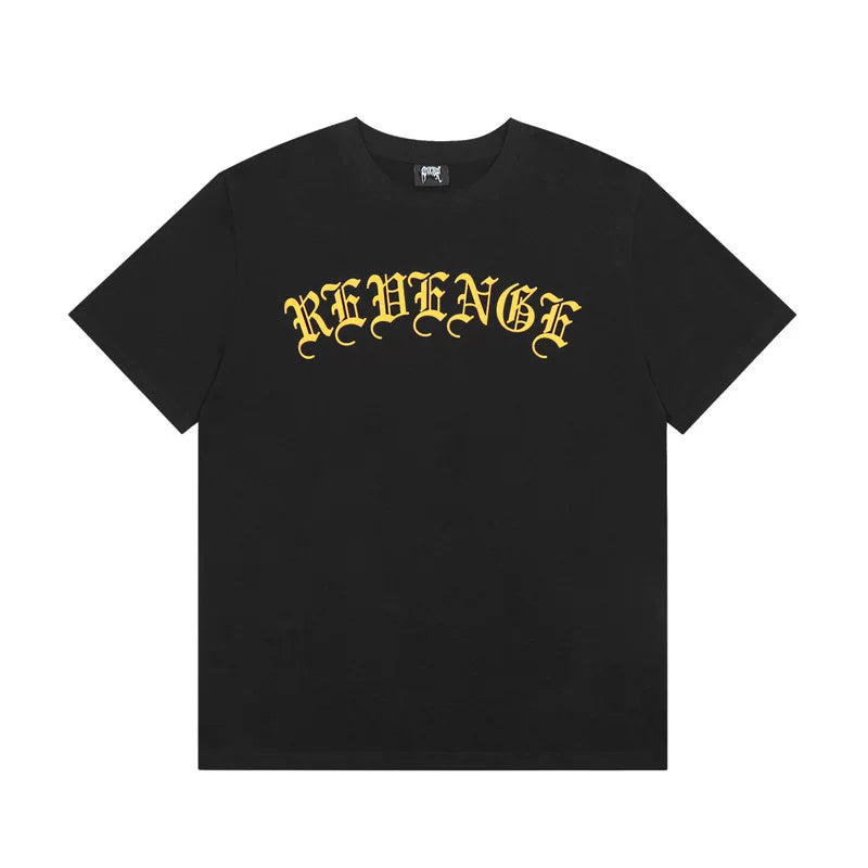 Revenge Smoke Letter Print Unisex High Street Crew Neck T-Shirt