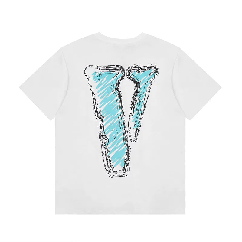 VLONE Plain Big V Letter Print Loose Unisex Couple High Street Base T-Shirt