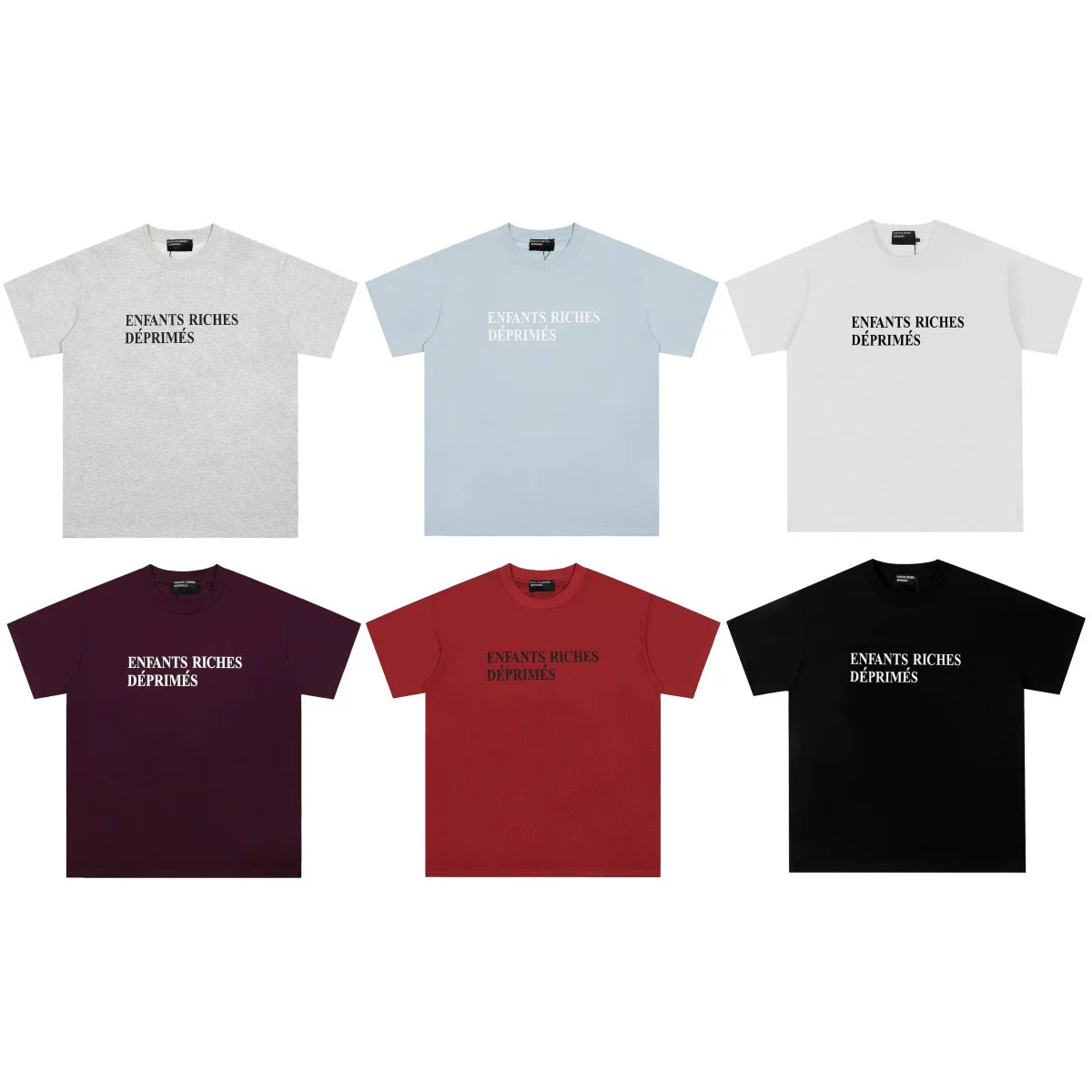 Enfants Riches Déprimés Slogan Print Unisex Minimalist Couple Crew Neck Tee