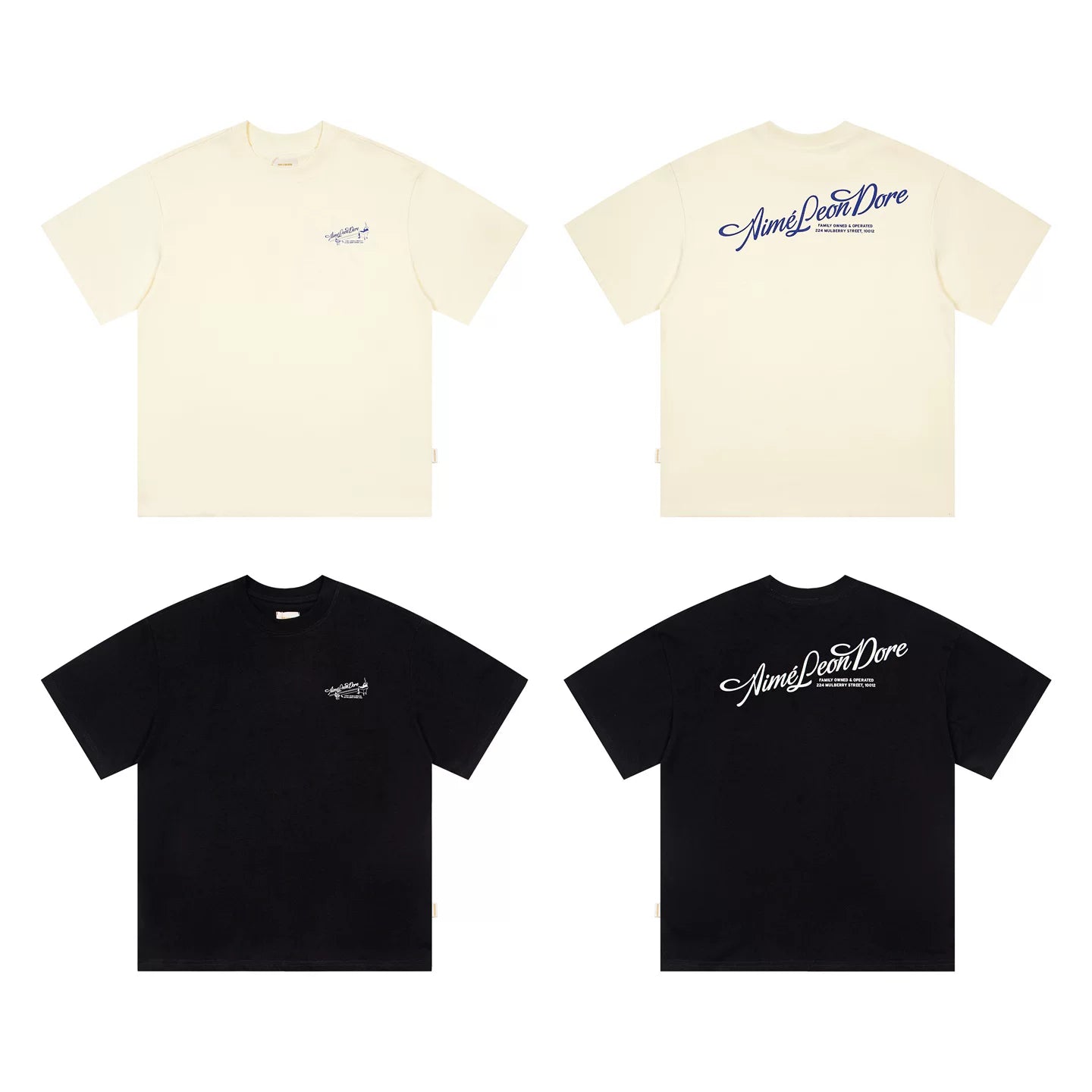 AIME Retro Slogan Letter Print Unisex Couple Crew Neck Tee