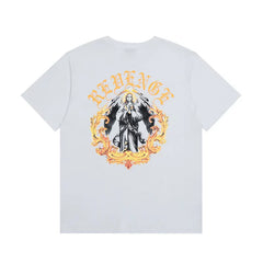 Reverse Smoke Letter Print Unisex High Street Crew Neck T-Shirt