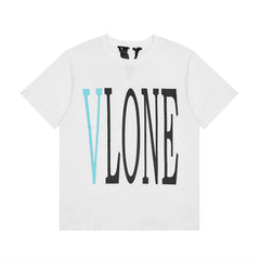 VLONE Plain Big V Letter Print Loose Unisex Couple High Street Base T-Shirt