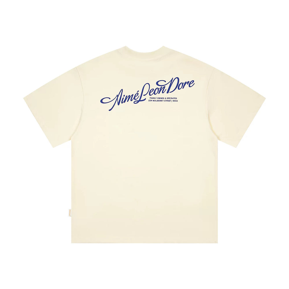 AIME Retro Slogan Letter Print Unisex Couple Crew Neck Tee