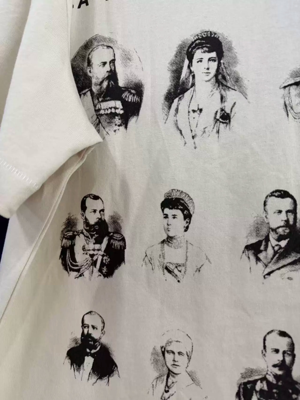 Enfants Riches Déprimés Commemorative Russian Royal Family Print Unisex Cotton Washed Aged Loose Short Sleeve Tee