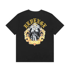 Reverse Smoke Letter Print Unisex High Street Crew Neck T-Shirt