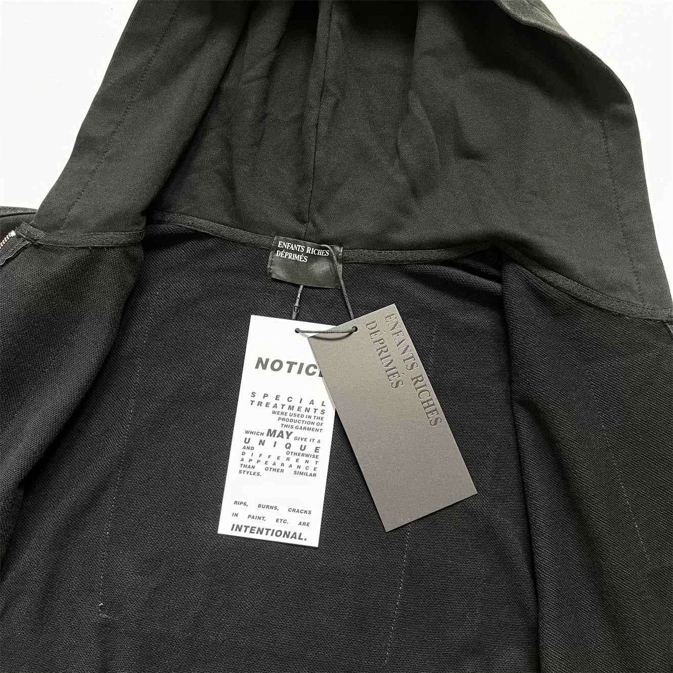 Enfants Riches Déprimés Madonna Patch Washed Vintage Zip‑Up Hooded Cardigan Unisex Jacket