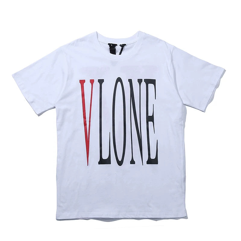 VLONE Classic Red V Print Loose Unisex Couple Short Sleeve Base T-Shirt