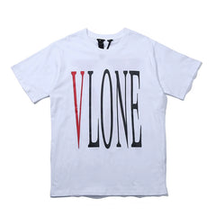 VLONE Classic Red V Print Loose Unisex Couple Short Sleeve Base T-Shirt