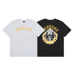 Reverse Smoke Letter Print Unisex High Street Crew Neck T-Shirt