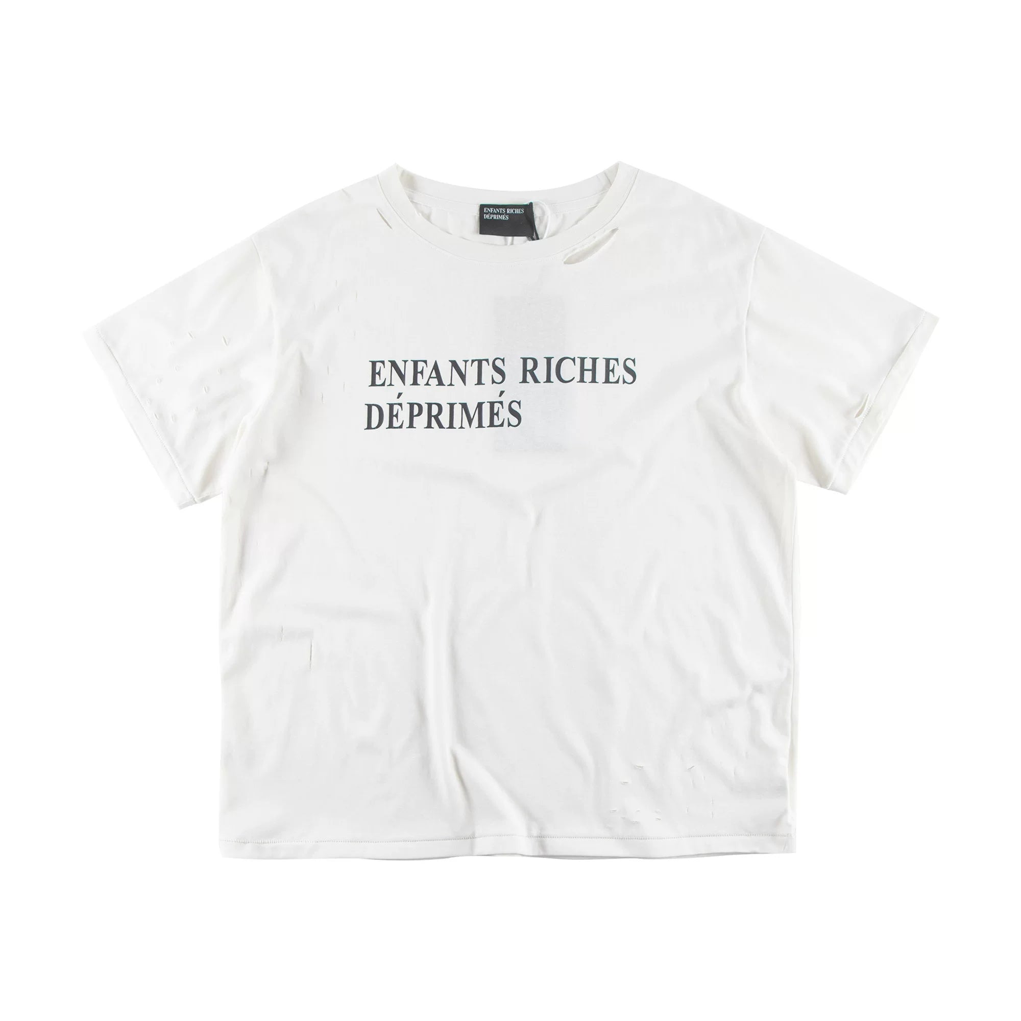 Enfants Riches Déprimés Retro Worn Slogan Print Unisex Loose Casual Red Crew Neck Tee