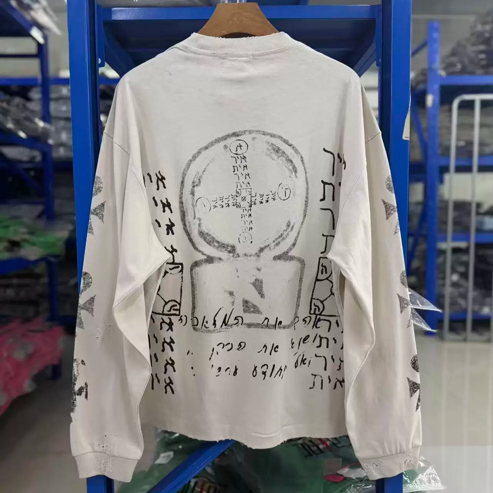 Enfants Riches Déprimés Vintage Worn Distressed Letter Print Unisex Loose Long Sleeve Tee