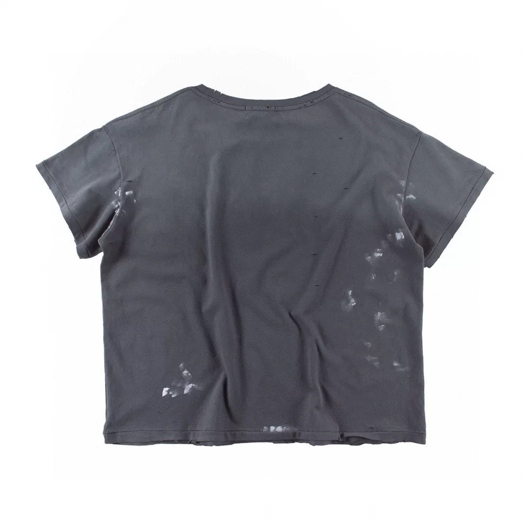 Enfants Riches Déprimés Vintage Slogan Print Punk Style Unisex Short Boxy Retro Distressed Short Sleeve Tee