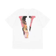 VLONE Juice WRLD Collab Big V Character Print Loose Unisex Hip Hop T-Shirt
