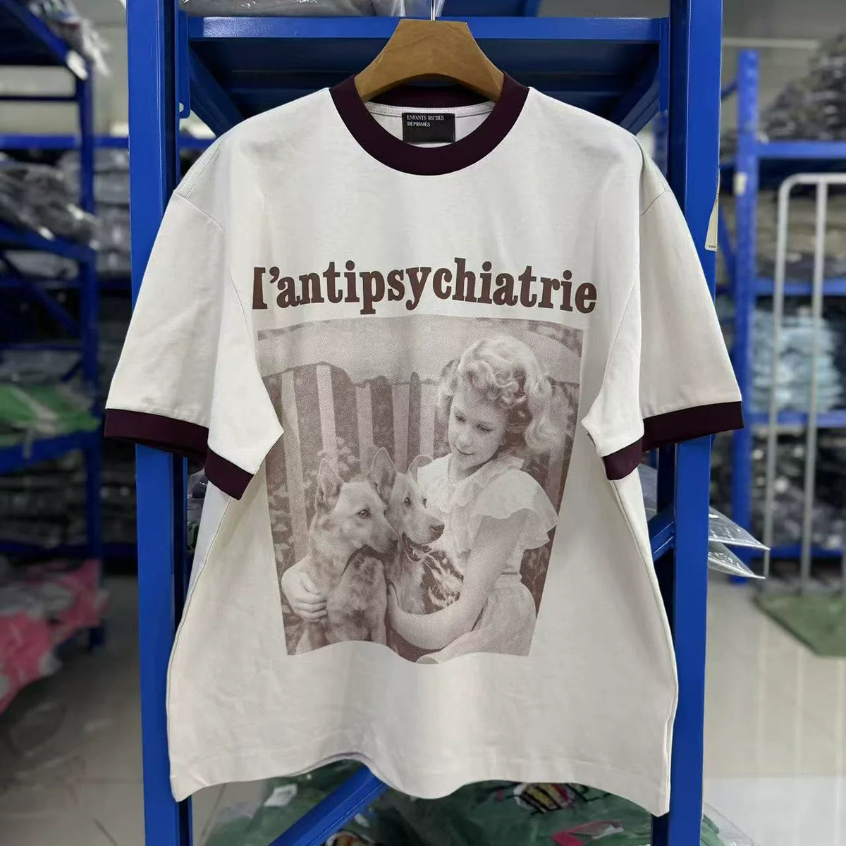 Enfants Riches Déprimés American Retro Contrast Splicing Letter Print Unisex Loose Short Sleeve Tee