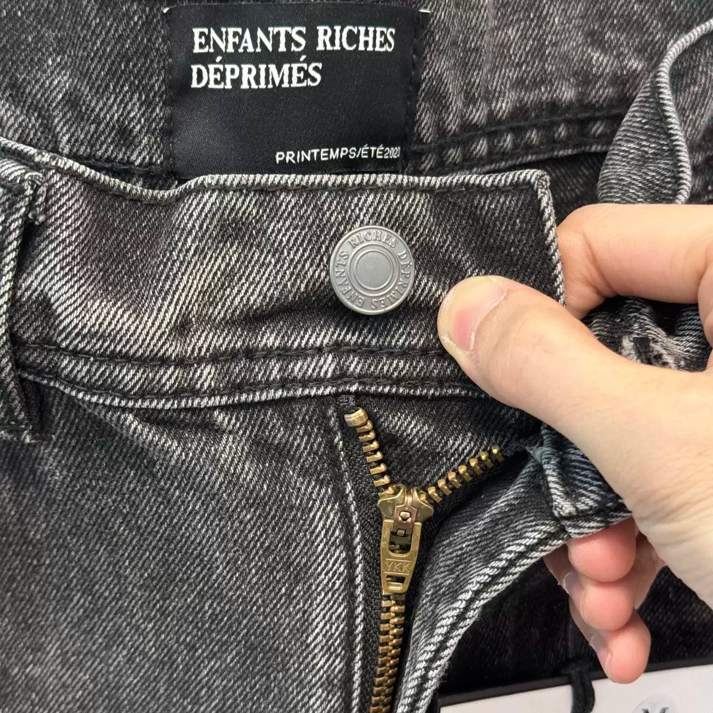 Enfants Riches Déprimés Black Magic Wash Distressed Ripped Unisex Loose Straight Leg Jeans