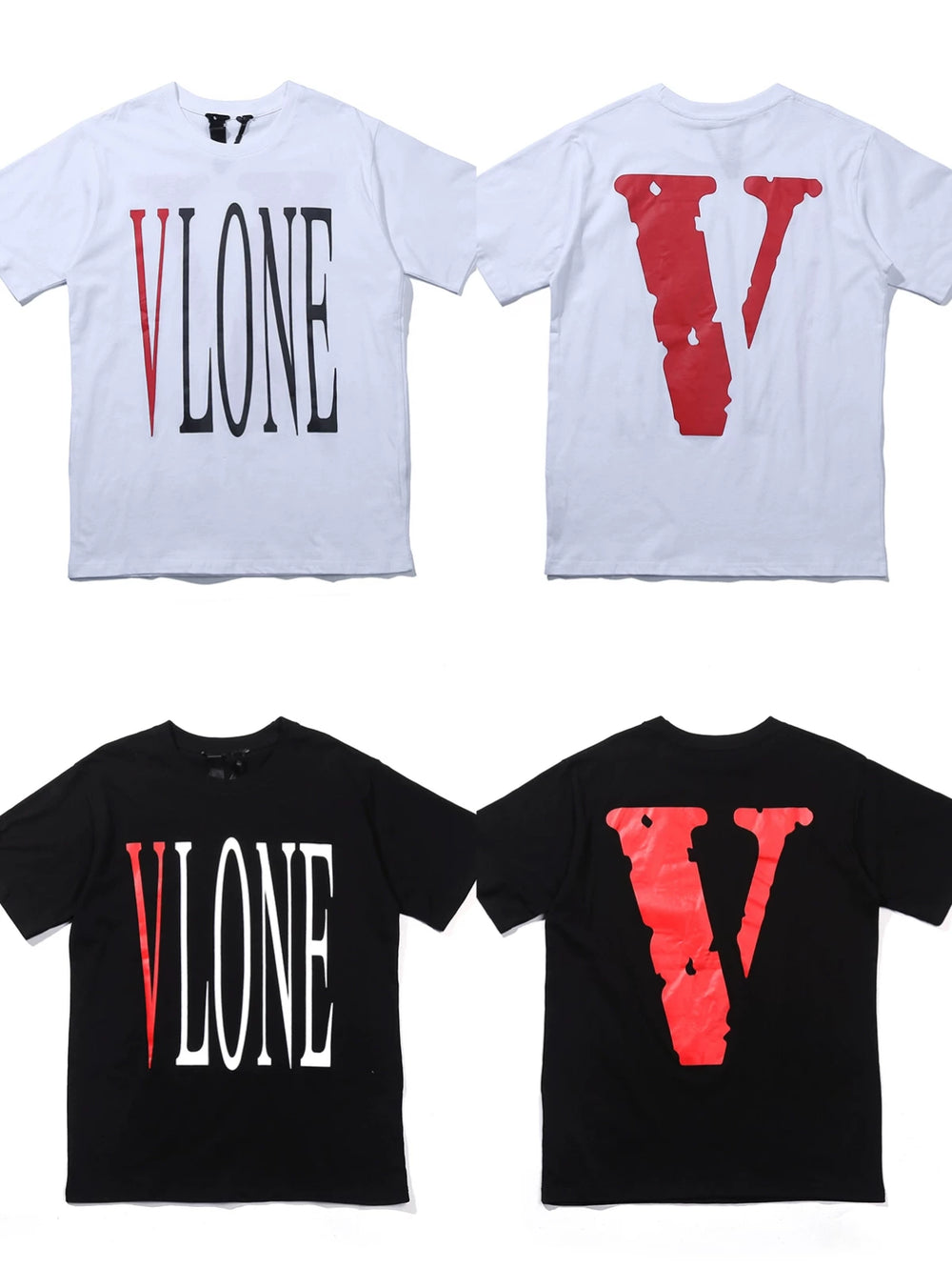 VLONE Classic Red V Print Loose Unisex Couple Short Sleeve Base T-Shirt