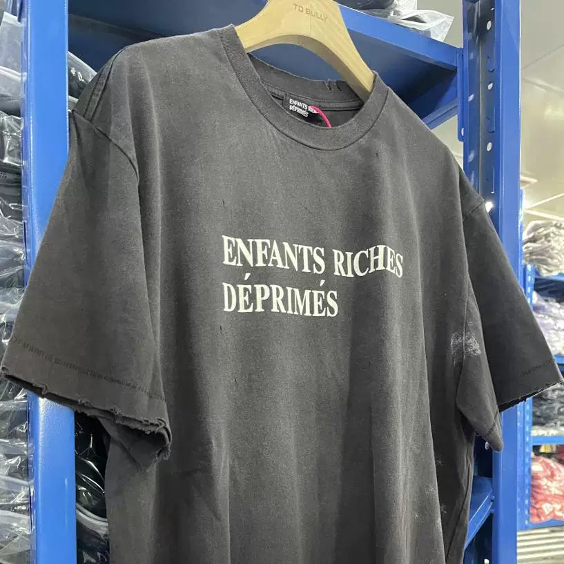 Enfants Riches Déprimés Classic Logo Damaged Wash Unisex Basic Text Short Sleeve Tee