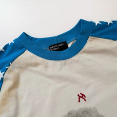 Enfants Riches Déprimés Blue & White Contrast Star Print Unisex Vintage Spray-Dirty Craft Short Sleeve Tee