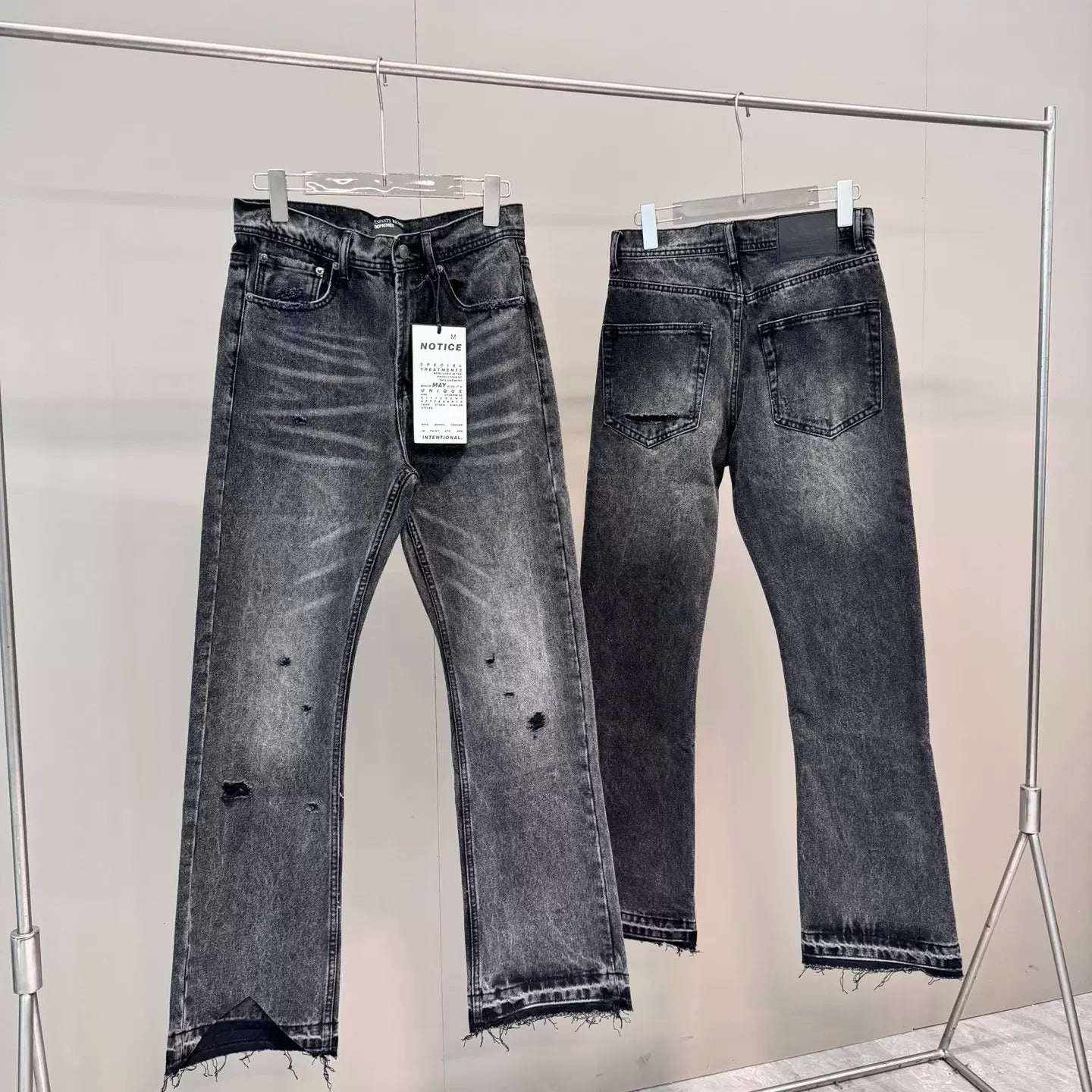 Enfants Riches Déprimés Black Magic Wash Distressed Ripped Unisex Loose Straight Leg Jeans