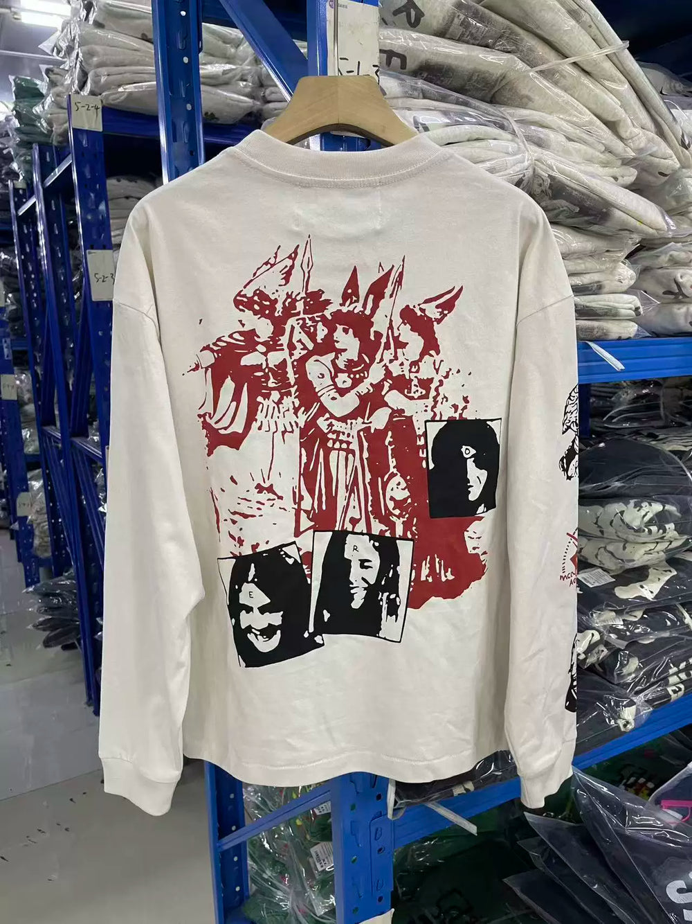 Enfants Riches Déprimés 25SS Mayan Portrait Print Pure Cotton Worn Unisex Long Sleeve Base Tee