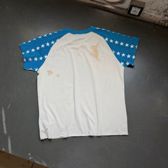 Enfants Riches Déprimés Blue & White Contrast Star Print Unisex Vintage Spray-Dirty Craft Short Sleeve Tee