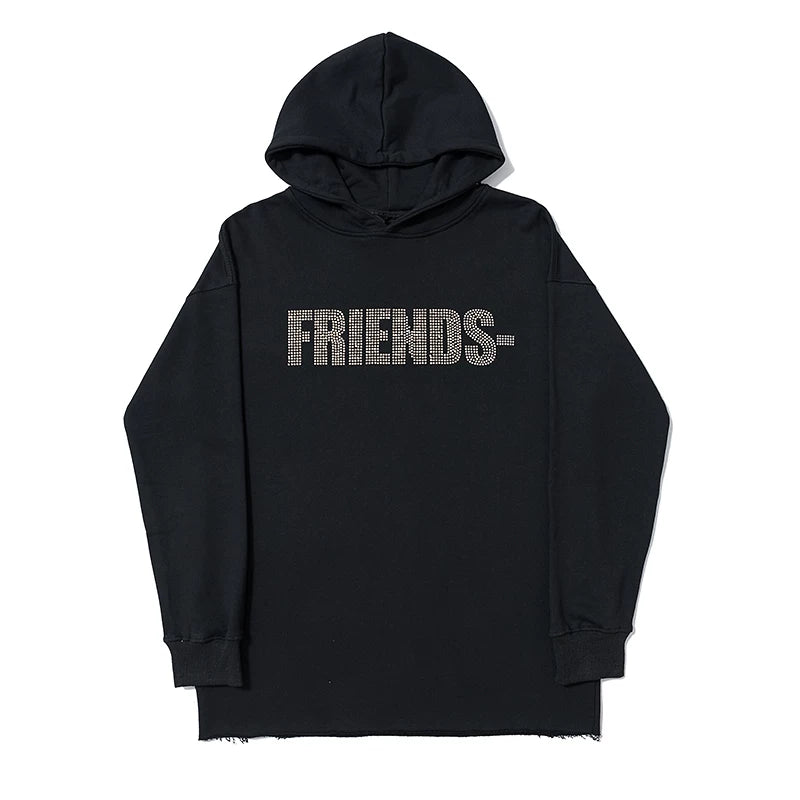 VLONE Friends Black Friday Diamond Logo Big V Loose Unisex Hip Hop Hoodie