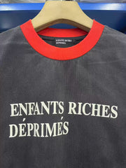 Enfants Riches Déprimés Retro Vintage Letter Print Contrast Splicing Unisex Short Sleeve Tee