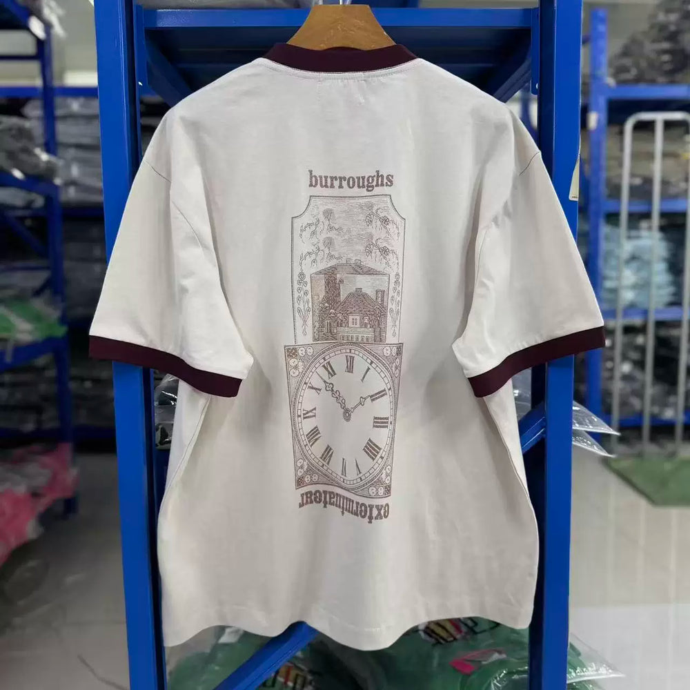 Enfants Riches Déprimés American Retro Contrast Splicing Letter Print Unisex Loose Short Sleeve Tee