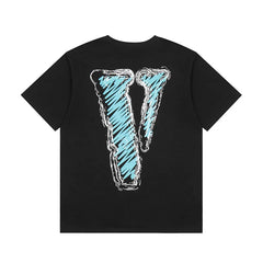 VLONE Plain Big V Letter Print Loose Unisex Couple High Street Base T-Shirt