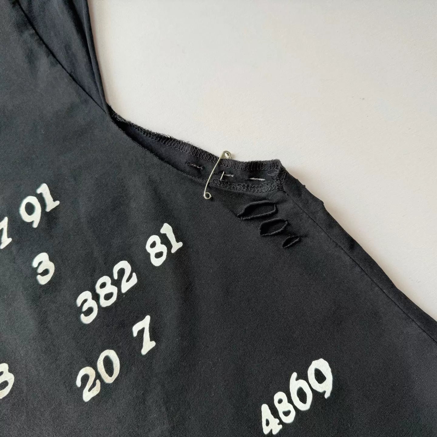 Enfants Riches Déprimés Washed Distressed Pin Detail Unisex Short Boxy Sleeveless Tee