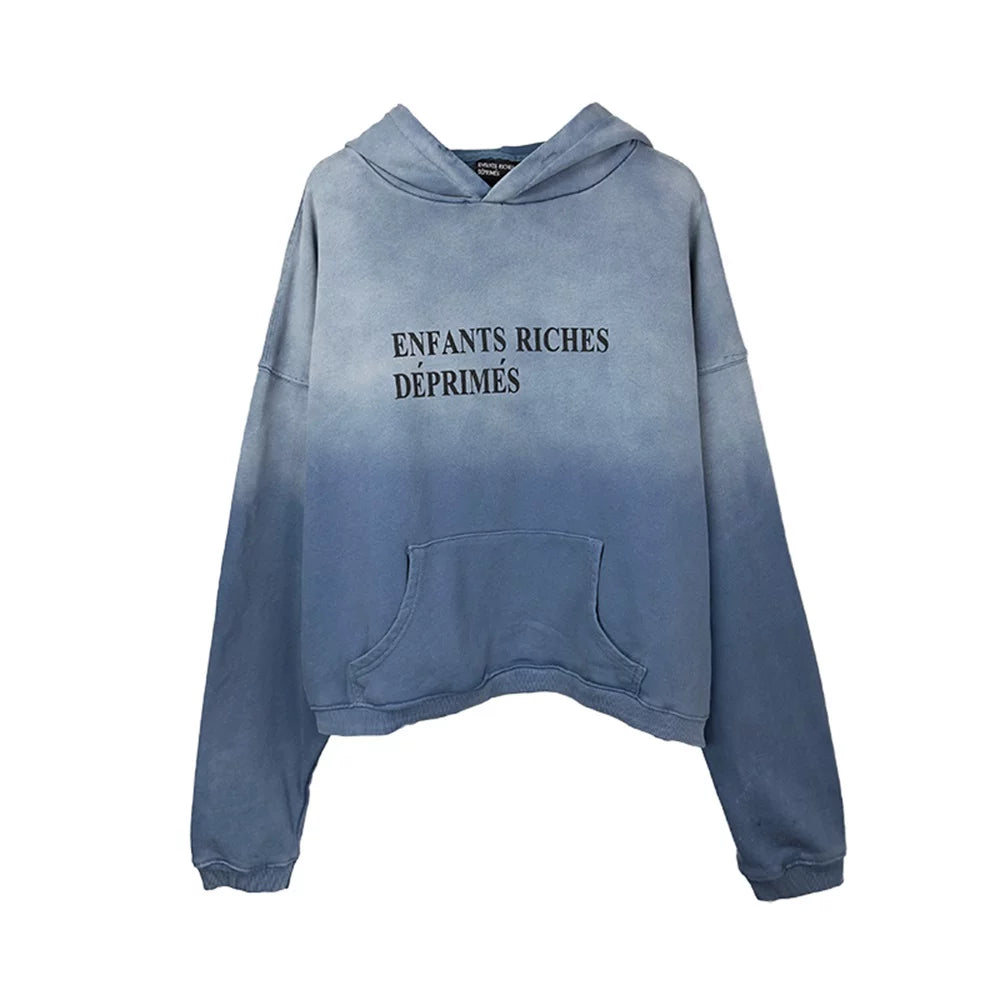 Enfants Riches Déprimés Distressed Vintage Slogan Logo Unisex High Street Loose Pullover Hoodie