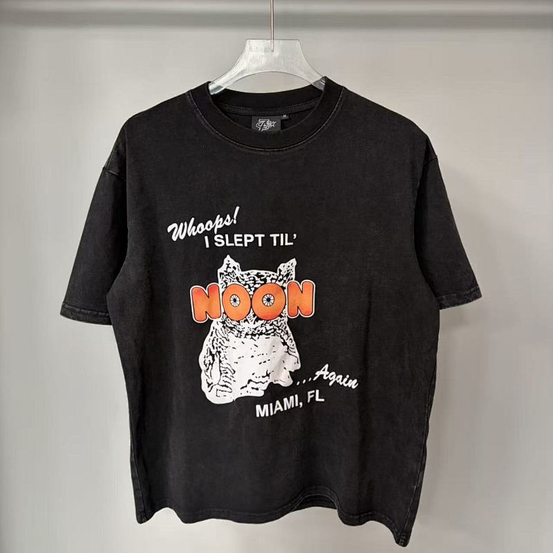 Triple Sevens Vintage Black Owl Miami Slogan Graphic Tee