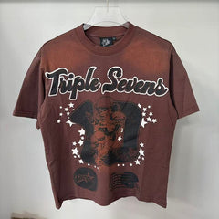 Triple Sevens Vintage Brown Football Star Graphic Tee