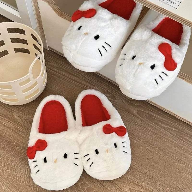 White Hello Kitty Fluffy Slippers