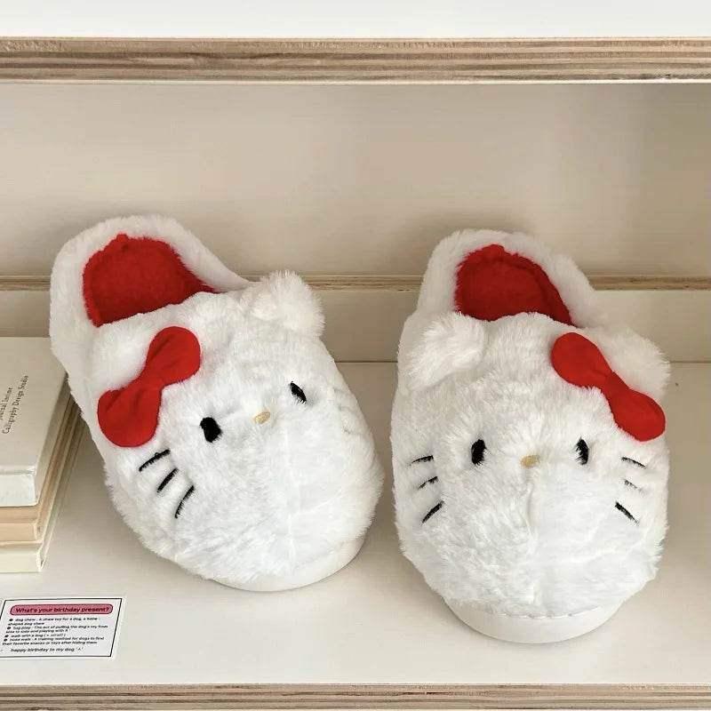 White Hello Kitty Fluffy Slippers