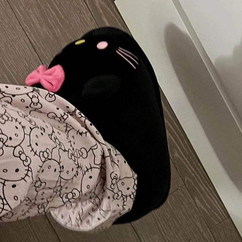 Dark Hello Kitty Fluffy Slippers