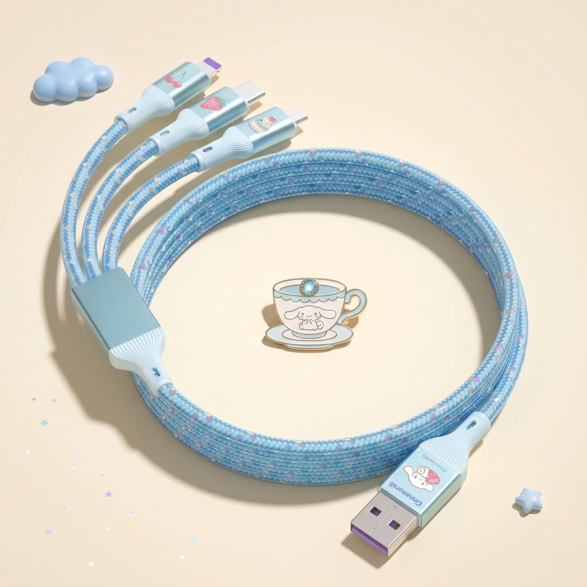 Sanrio 3-in-1 Fast Charging Cable – Cute Multi-Device Charger
