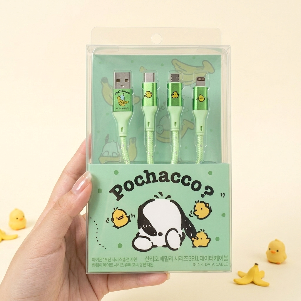 Sanrio 3-in-1 Fast Charging Cable – Cute Multi-Device Charger