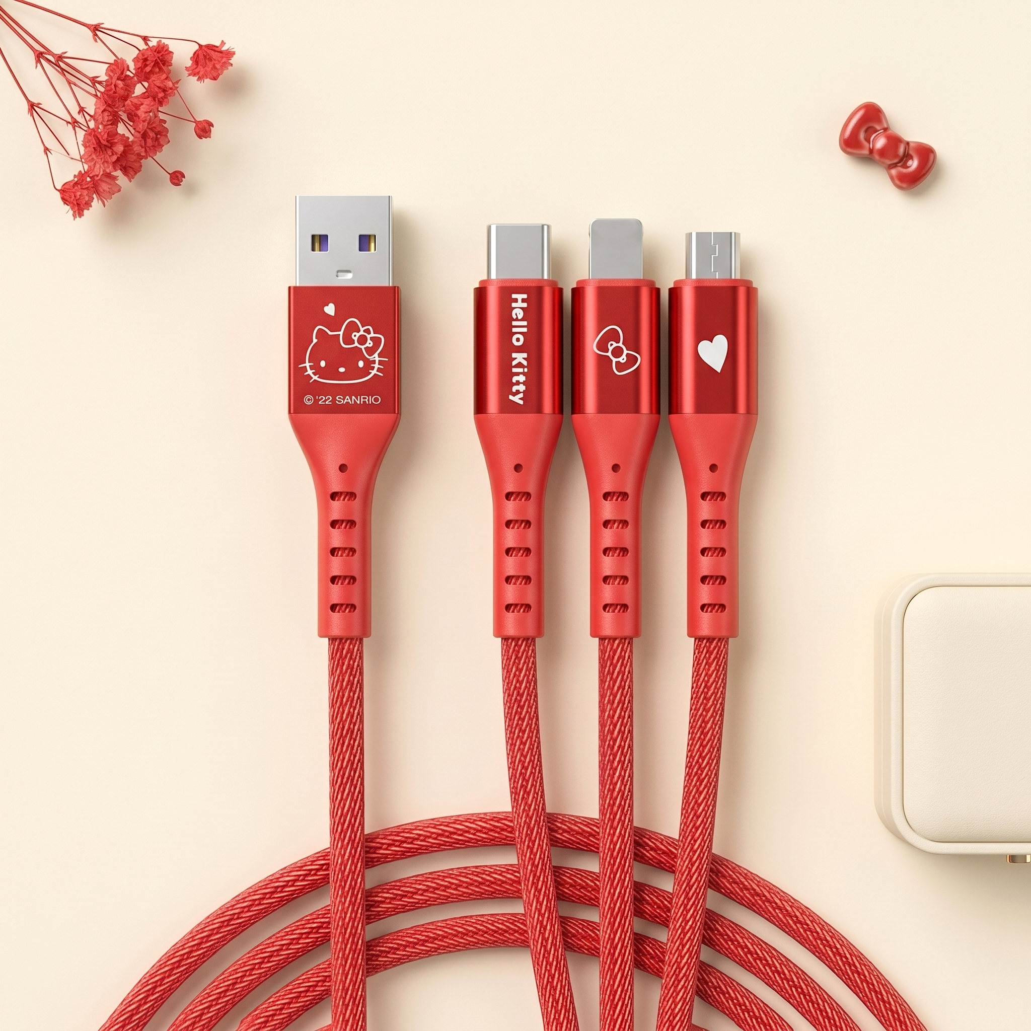 Sanrio 3-in-1 Fast Charging Cable – Cute Multi-Device Charger