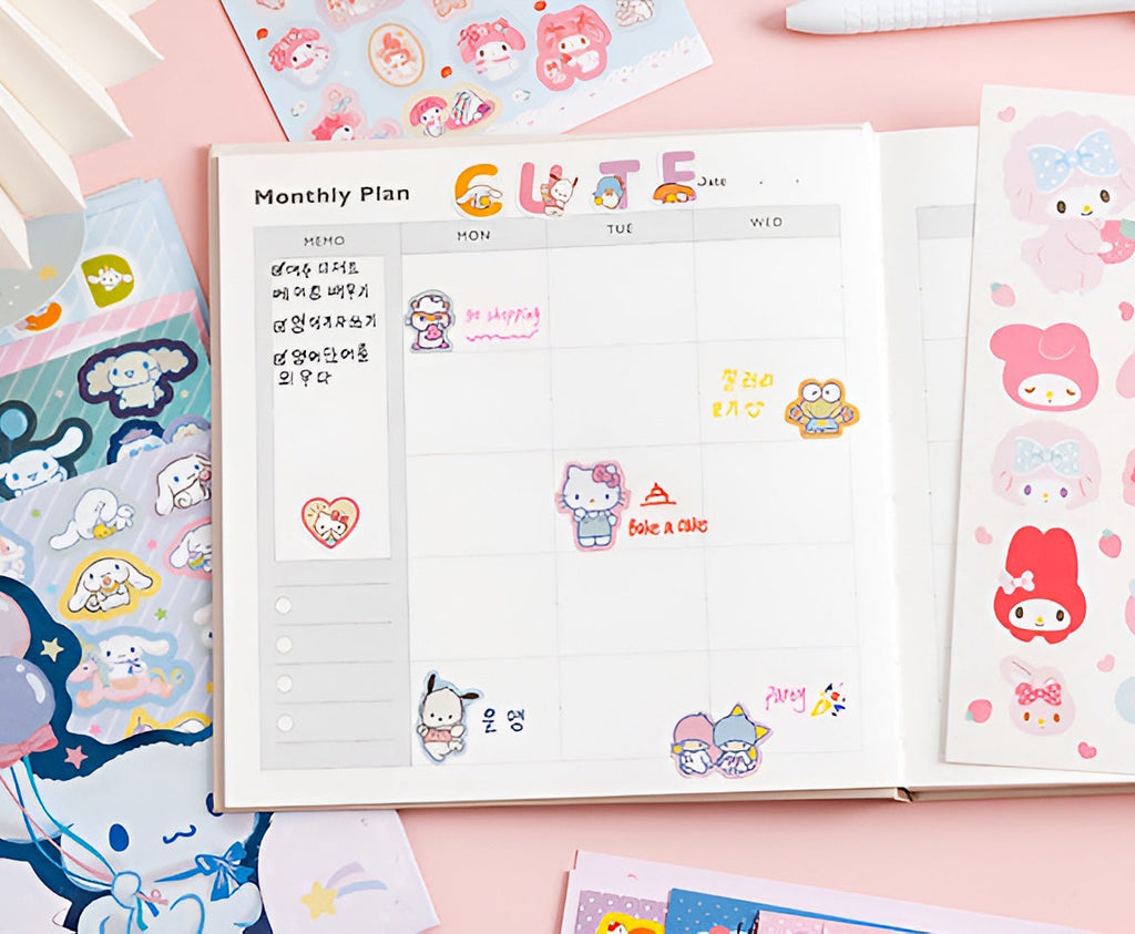 Sanrio Characters Sticker Set - 8 Sheets (5 Types)