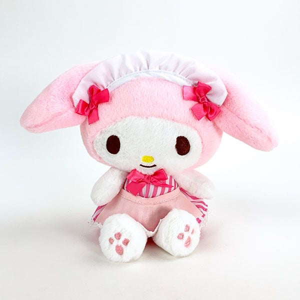 Sanrio's Tea Series My Melody Plush Toy with Maid Outfit and Bow (approx. H18cm x W24cm x D12cm)