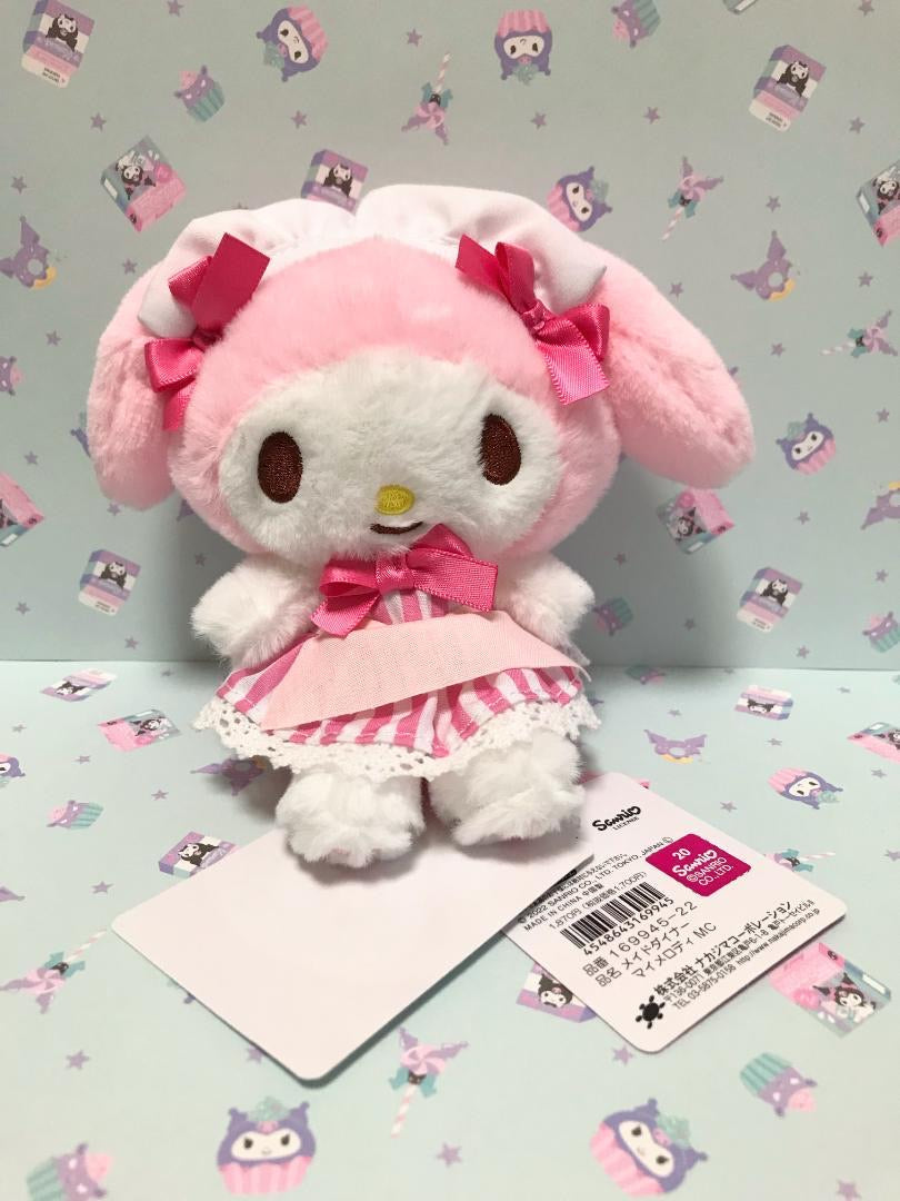 Sanrio's Tea Series My Melody Plush Toy with Maid Outfit and Bow (approx. H18cm x W24cm x D12cm)